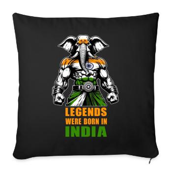 Motif de légendes d'éléphants d'Inde - Housse de coussin décorative 45 x 45 cm - noir - Devant