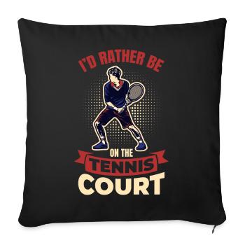 Je préfère être sur le court de tennis - Housse de coussin décorative 45 x 45 cm - noir - Devant