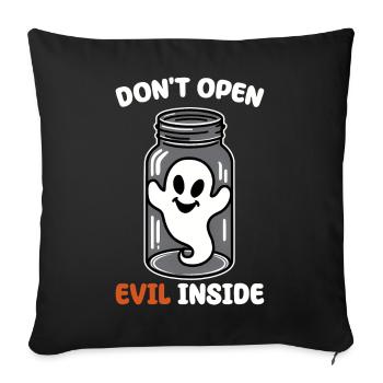 Don't open it – evil in it! Funny ghost design - Sofa pillowcase 17,3'' x 17,3'' (45 x 45 cm) - black - Front