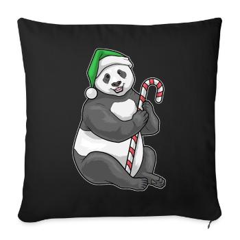 Panda Canne de Noël - Housse de coussin décorative 45 x 45 cm - noir - Devant