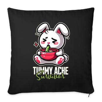 Survivant du mal de ventre - Conception de lapin drôle - Housse de coussin décorative 45 x 45 cm - noir - Devant