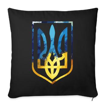 Armoiries de l’Ukraine Drapeau ukrainien Trysub Cadeau - Housse de coussin décorative 45 x 45 cm - noir - Devant
