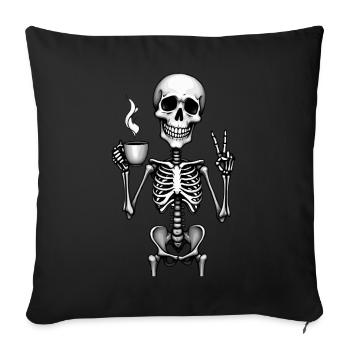 Coffee & Chill – Skeleton Style - Sofa pillowcase 17,3'' x 17,3'' (45 x 45 cm) - black - Front