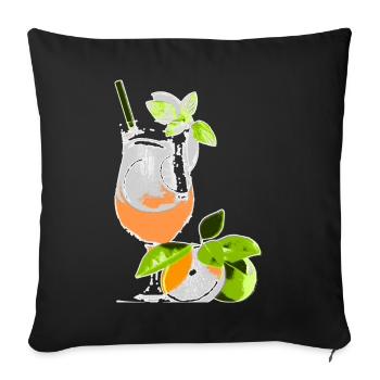 Cocktail Glass Drink with Orange & Mint - Sofa pillowcase 17,3'' x 17,3'' (45 x 45 cm) - black - Front