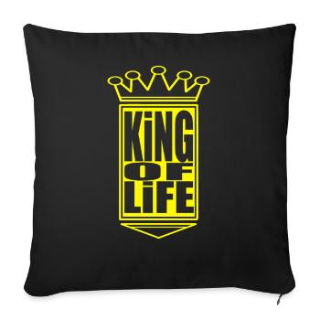 Regal Crown with Bold 'King of Life' Text - Sofa pillowcase 17,3'' x 17,3'' (45 x 45 cm) - black - Front