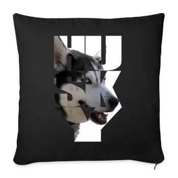 Lively husky design with head and text - Sofa pillowcase 17,3'' x 17,3'' (45 x 45 cm) - black - Front