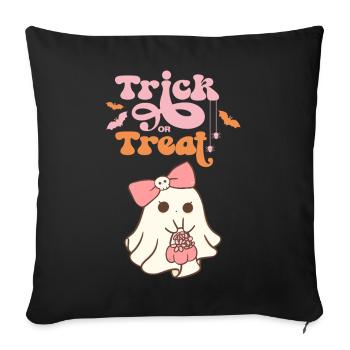 🎃 Trick or Treat – Kawaii Style 👻🍬 - Sofa pillowcase 17,3'' x 17,3'' (45 x 45 cm) - black - Front