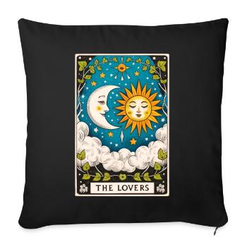 Amoureux Tarot Soleil Lune - Housse de coussin décorative 45 x 45 cm - noir - Devant