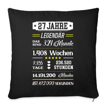 Birthday 27th Year Birthday Gift 27 Old - Sofa pillowcase 17,3'' x 17,3'' (45 x 45 cm) - black - Front
