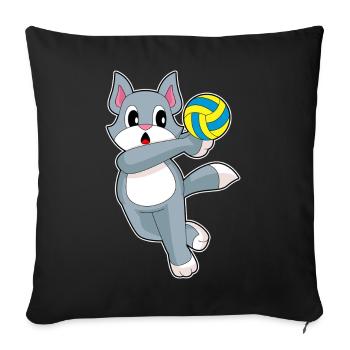 Chat Joueur de Volley-ball Volley-ball Sport - Housse de coussin décorative 45 x 45 cm - noir - Devant