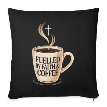 Alimenté par la foi et le café Glaube und Kaffee - Housse de coussin décorative 45 x 45 cm - noir - Devant