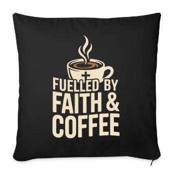 Alimenté par la foi et le café Glaube und Kaffee - Housse de coussin décorative 45 x 45 cm - noir - Devant