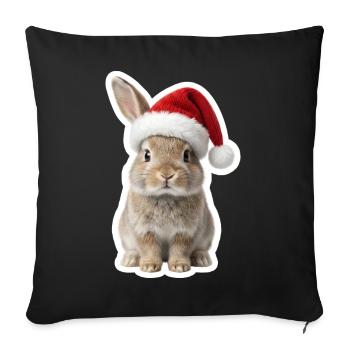 Cute bunny with hat - Christmas Bunny - Sofa pillowcase 17,3'' x 17,3'' (45 x 45 cm) - black - Front