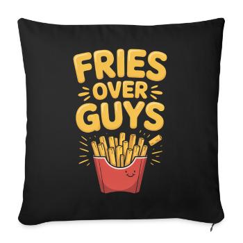 Frites sur les gars - T-shirt féminisme - Housse de coussin décorative 45 x 45 cm - noir - Devant