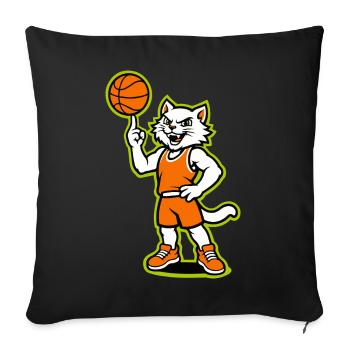 Mascotte chat de basket-ball en orange - Housse de coussin décorative 45 x 45 cm - noir - Devant