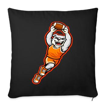 Bulldog Football Touchdown-Maskottchen - Sofakissenbezug 45 x 45 cm - Schwarz - Vorne