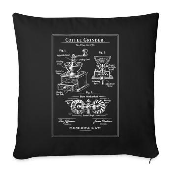 Vintage Coffee Grinder Blueprint - Sofa pillowcase 17,3'' x 17,3'' (45 x 45 cm) - black - Front