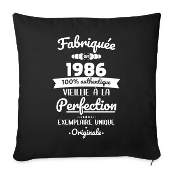 Made in 1986 – Aged to perfection - Sofa pillowcase 17,3'' x 17,3'' (45 x 45 cm) - black - Front