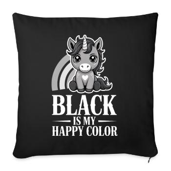 Unicorn Joy: Schwarz ist meine fröhliche Farbe - Sofakissenbezug 45 x 45 cm - Schwarz - Vorne