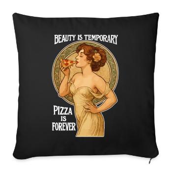 Pin-Up Pizza Art – Beauty Is Temporary - Sofa pillowcase 17,3'' x 17,3'' (45 x 45 cm) - black - Front