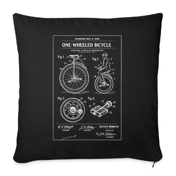Vintage Unicycle Patent Diagram - Sofa pillowcase 17,3'' x 17,3'' (45 x 45 cm) - black - Front