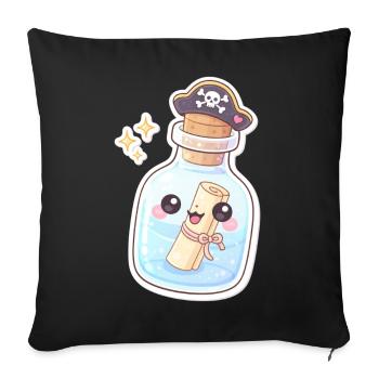 Cute Pirate Message in a Bottle - Sofakissenbezug 45 x 45 cm - Schwarz - Vorne