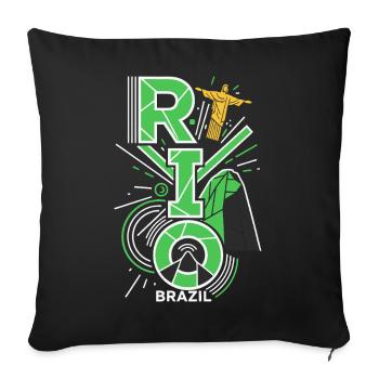 Rio de Janeiro : silhouette du Brésil - Housse de coussin décorative 45 x 45 cm - noir - Devant