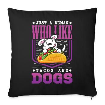 Taco Chien Propriétaire de chien Tacos Chiot Chiot - Housse de coussin décorative 45 x 45 cm - noir - Devant