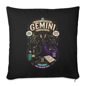Gemini Chiens en Hoodie – Astrologie Gémeau - Housse de coussin décorative 45 x 45 cm - noir - Devant