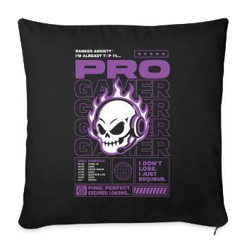 Conception du Crâne de Joueur Anxiété classé - Housse de coussin décorative 45 x 45 cm - noir - Devant