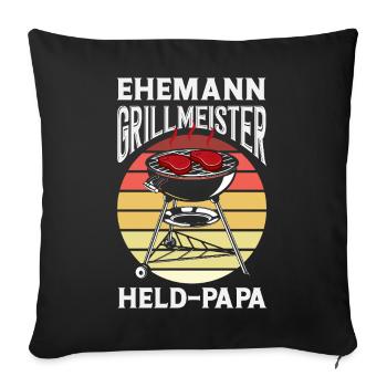 Ehemann Held Papa Vater Fleisch Grillen Bbq - Sofakissenbezug 45 x 45 cm - Schwarz - Vorne