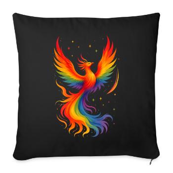 Phoenix Firebird Bird Oiseau Coloré - Housse de coussin décorative 45 x 45 cm - noir - Devant