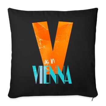 V pour Vienne dans un style rétro - Housse de coussin décorative 45 x 45 cm - noir - Devant