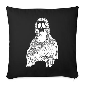 Crâne de la Joconde (blanc) - Housse de coussin décorative 45 x 45 cm - noir - Devant