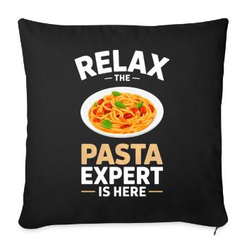 Cadeau spaghettis pâtes et nouilles - Housse de coussin décorative 45 x 45 cm - noir - Devant
