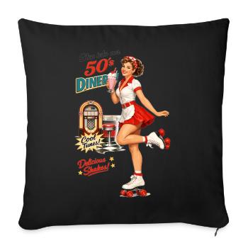50s Diner Pin-Up on Roller Skates - Sofa pillowcase 17,3'' x 17,3'' (45 x 45 cm) - black - Front