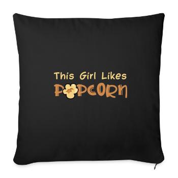 Fille aime les films de pop-corn Manger du maïs - Housse de coussin décorative 45 x 45 cm - noir - Devant