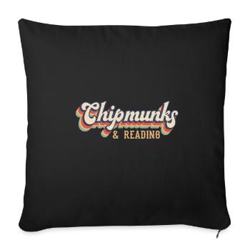 Chipmunks and Reading Books Literature Squirrel - Sofa pillowcase 17,3'' x 17,3'' (45 x 45 cm) - black - Front