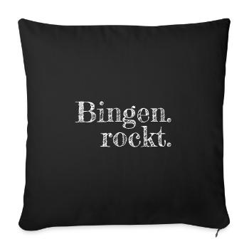 Bingen rockt - Textdesign mit Stadtnamen - Sofakissenbezug 45 x 45 cm - Schwarz - Vorne