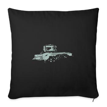 Silhouette de skieur de sports d'hiver de dameuse de neige - Housse de coussin décorative 45 x 45 cm - noir - Devant