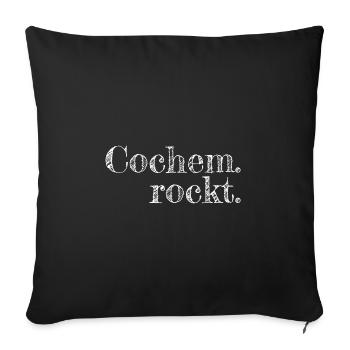 Cochem rockt - Textdesign mit Stadtnamen - Sofakissenbezug 45 x 45 cm - Schwarz - Vorne