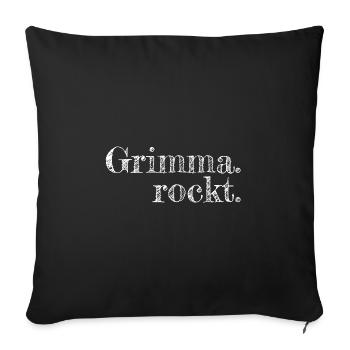 Grimma rockt - Textdesign mit Stadtnamen - Sofakissenbezug 45 x 45 cm - Schwarz - Vorne