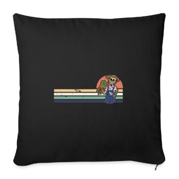 Squelette Spooky Jardinier Jardinier Hobby Fleurs - Housse de coussin décorative 45 x 45 cm - noir - Devant