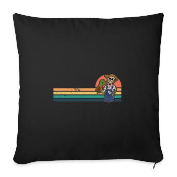 Squelette Spooky Jardinier Jardinier Hobby Fleurs - Housse de coussin décorative 45 x 45 cm - noir - Devant