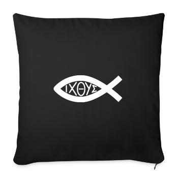 Symbole du poisson Chrétiens - Eglise - Foi - Housse de coussin décorative 45 x 45 cm - noir - Devant