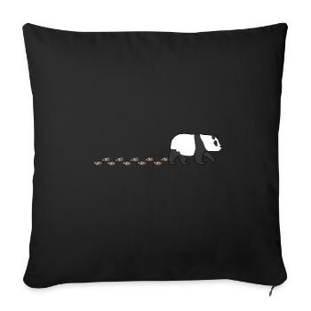 Cute Panda Bear Waddling Footprint Paw - Sofa pillowcase 17,3'' x 17,3'' (45 x 45 cm) - black - Front