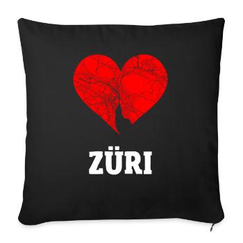 I love Zurich - Züri Switzerland Gift - Sofa pillowcase 17,3'' x 17,3'' (45 x 45 cm) - black - Front