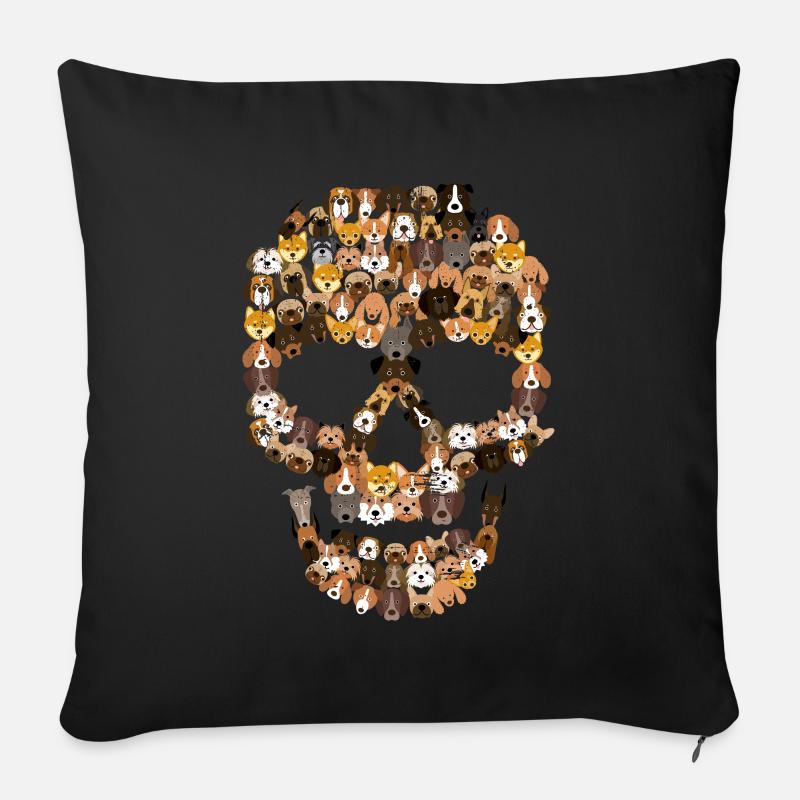 Totenkopf Hunde - Sofakissenbezug 45 x 45 cm - Schwarz