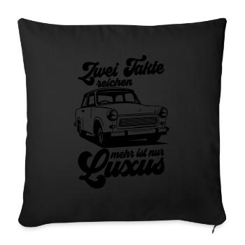 Farbe änderbar | Trabbi Zweitakt  - Sofakissenbezug 45 x 45 cm - Schwarz - Vorne