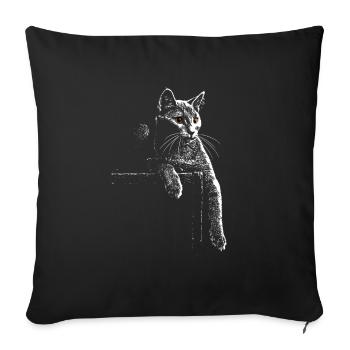 Carthusian cat at night - Sofa pillowcase 17,3'' x 17,3'' (45 x 45 cm) - black - Front